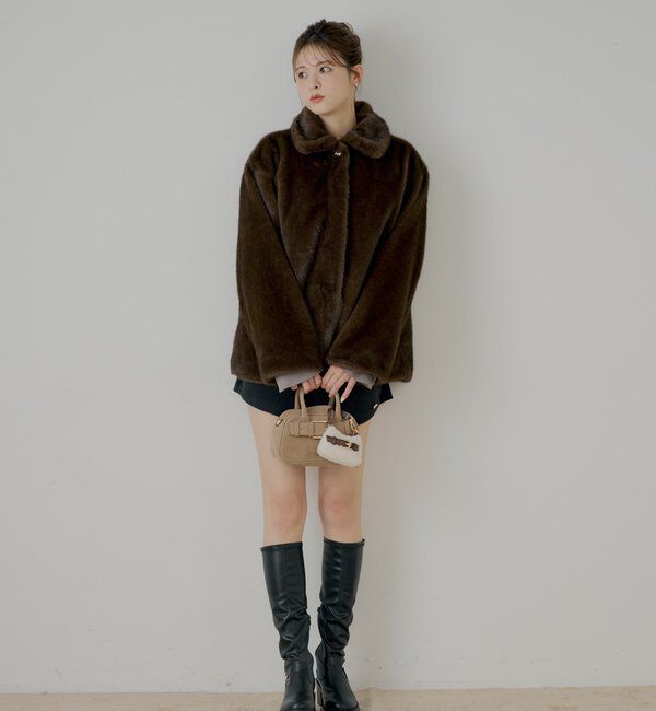  「金釦ミディアム丈ファーコート」|その他|