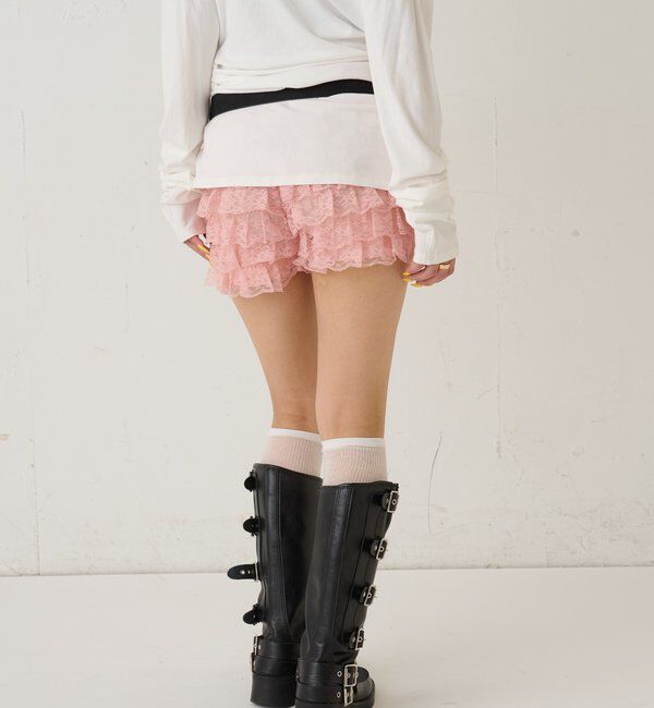  「レースショートパンツ(無地/ドット/チェック/レオパード)」|チノ|