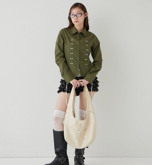  「レースショートパンツ(無地/ドット/チェック/レオパード)」|チノ|