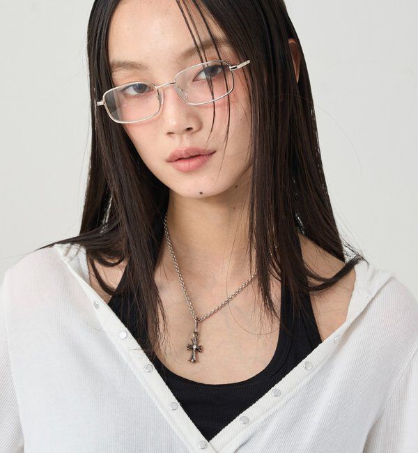  「スクエアフルリムメガネ」|ピアス|シルバー