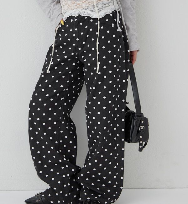  「アソートドットローライズパンツ」|チノ|ブラック