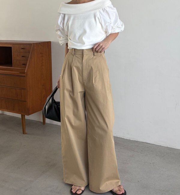  「【腰回りカバー/低身長サイズあり】2タックチノパン」|チノ|