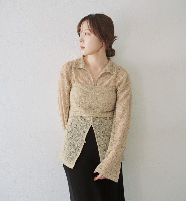  「絡みレースシャツ&times;ビスチェSET」|Tシャツ・カットソー|