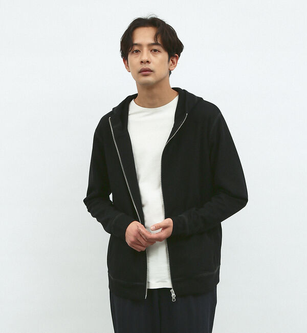 ABAHOUSE「【袖配色ステッチ】ジップアップ パーカー」|パーカー|ブラック