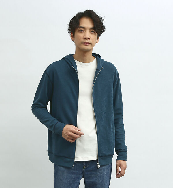 ABAHOUSE「【袖配色ステッチ】ジップアップ パーカー」|パーカー|