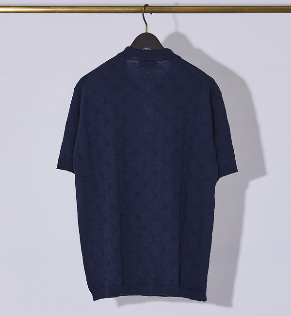 ABAHOUSE「【レーヨン&times;ラミー】ニットポロシャツ」|ポロシャツ|ネイビー