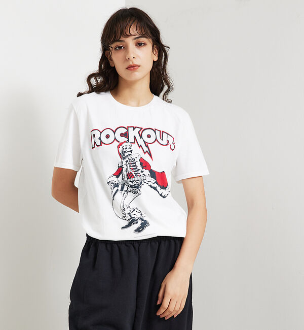 ABAHOUSE「【JERZEES/ジャージーズ】ROCK OUT Tシャツ/ユニセックス」|Tシャツ・カットソー|ホワイト