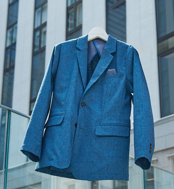 ABAHOUSE「【セットアップ対応】吸水速乾 リネンライク  ジャケット / サマージャケット」|テーラードジャケット|ブルー