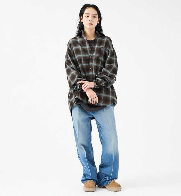 ABAHOUSE「【Revo.レボ】 オンブレーチェックシャツ/ルーズフィット /セットアップ/ユ」|シャツ・ブラウス|