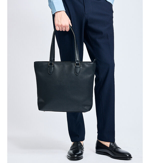 ABAHOUSE「【WEB別注】シボレザー トートバッグ スマートサイズ / 13インチPC対応」|トートバッグ|ブラック