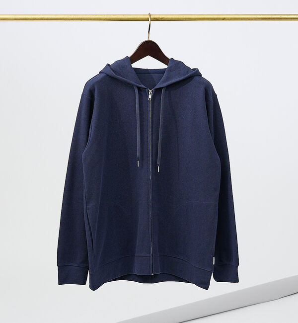 ABAHOUSE「ダブルジャージ 鹿の子 ジップパーカー」|パーカー|ネイビー