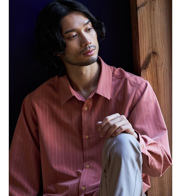 ABAHOUSE「【定番】レギュラーカラーストライプシャツ」|シャツ・ブラウス|テラコッタ