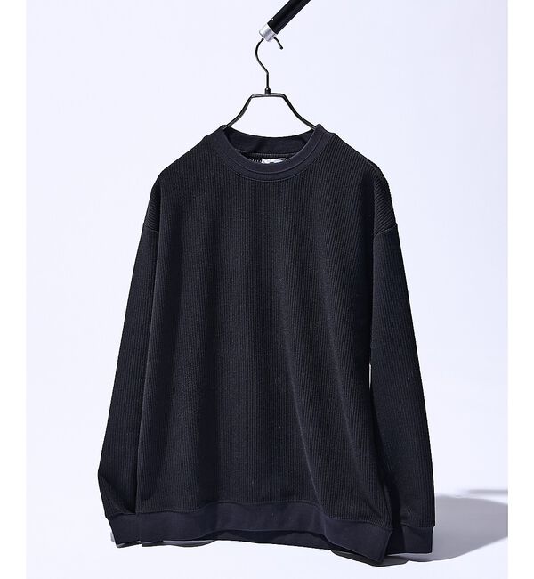 ABAHOUSE「クォーターゲージニット クルーネックスウェット / リラックスフィット」|スウェット・ジャージ|ブラック