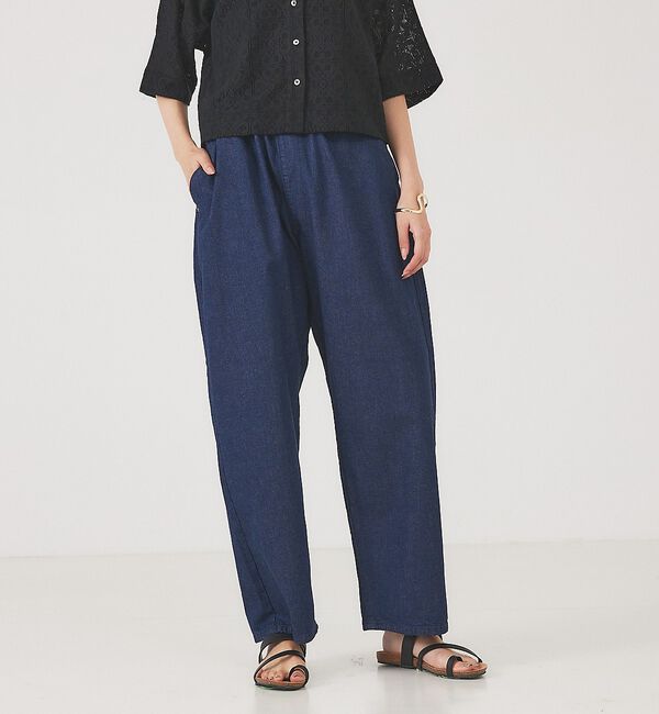 ABAHOUSE「【LEE/リー】 リラックスワイドパンツ FLeeasy/フリージー LM580」|デニム|ダークネイビー