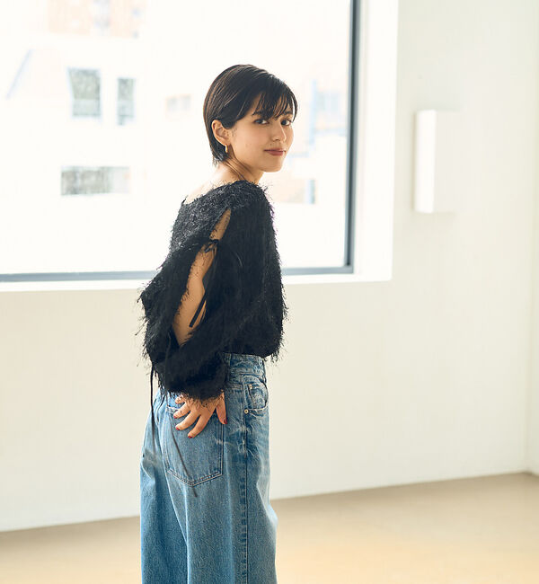 Rouge vif「フェザージャガードスリーブリボンブラウス」|シャツ・ブラウス|