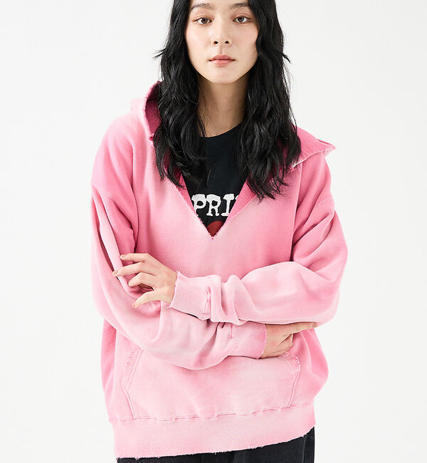 Rouge vif「【JOHNBULL/ジョンブル】ヴィンテージ加工フーディ / レギュラーウェイト」|パーカー|ピンク