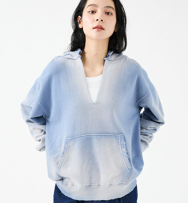 Rouge vif「【JOHNBULL/ジョンブル】ヴィンテージ加工フーディ / レギュラーウェイト」|パーカー|ブルー