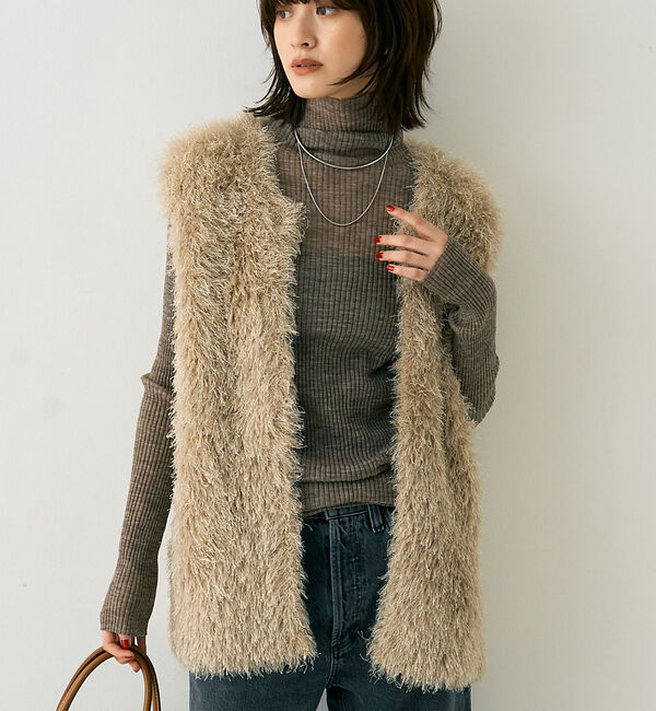 Rouge vif「フェザーニットジレベスト」|ニット・セーター|ベージュ