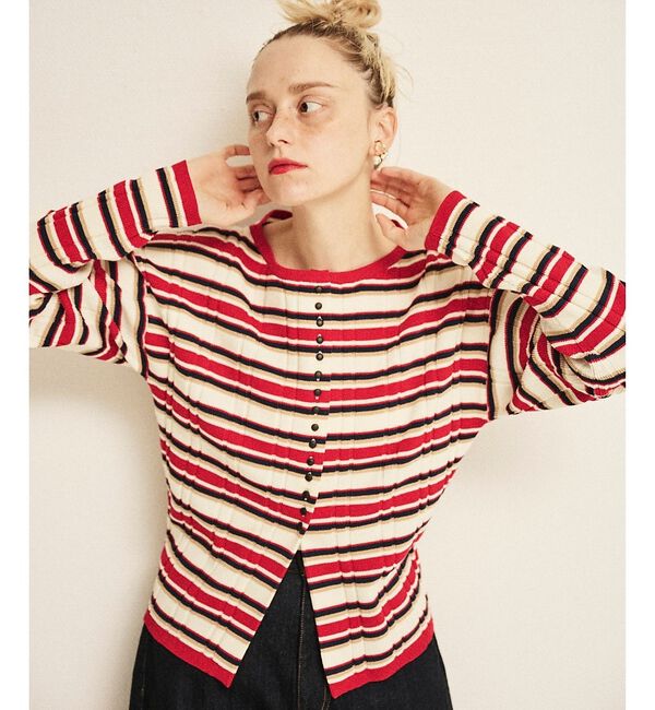 Rouge vif「ストライプ組織2WAYニット /カーディガン」|ニット・セーター|その他