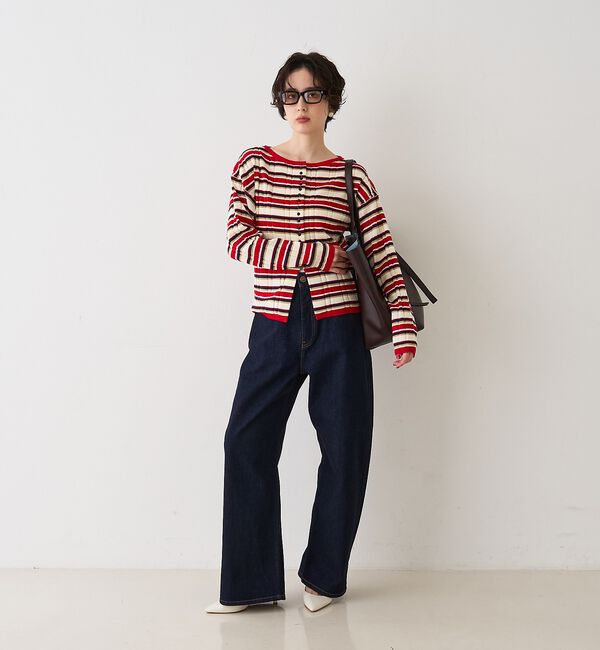 Rouge vif「ストライプ組織2WAYニット /カーディガン」|ニット・セーター|