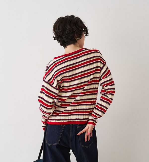 Rouge vif「ストライプ組織2WAYニット /カーディガン」|ニット・セーター|