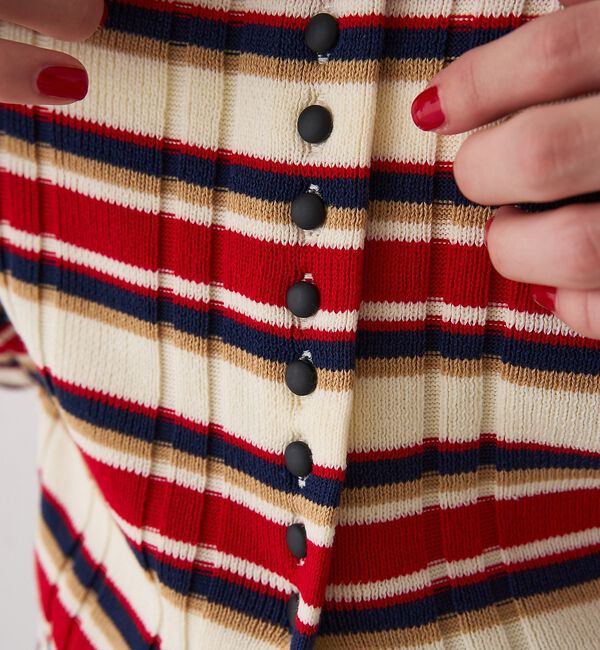 Rouge vif「ストライプ組織2WAYニット /カーディガン」|ニット・セーター|