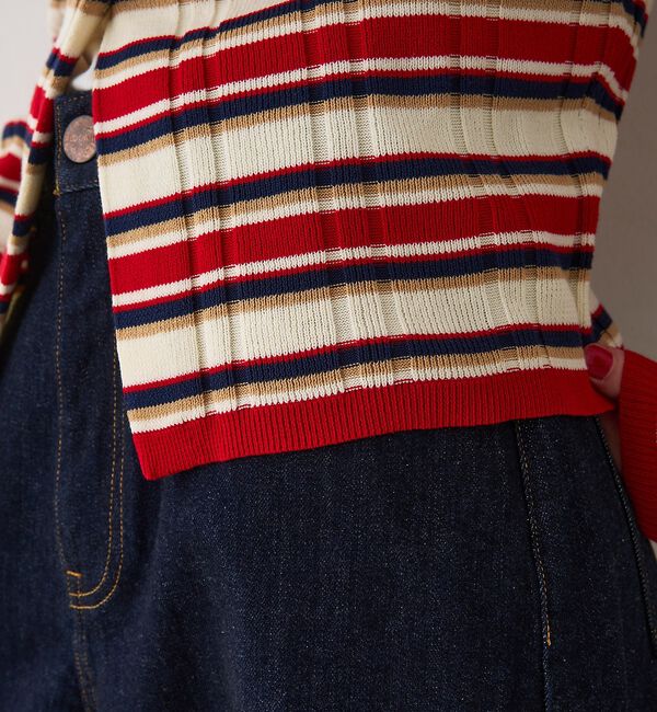 Rouge vif「ストライプ組織2WAYニット /カーディガン」|ニット・セーター|