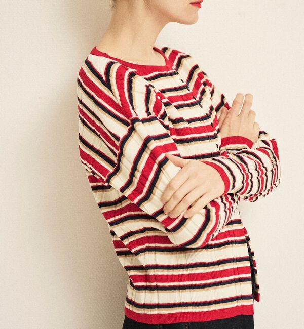 Rouge vif「ストライプ組織2WAYニット /カーディガン」|ニット・セーター|