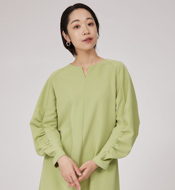 qualite「ギャザースリーブワンピース」|ワンピース|