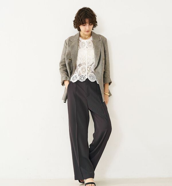 qualite「【前後2WAY仕様】スカラップレース2WAYブラウス」|ベスト・ジレ|