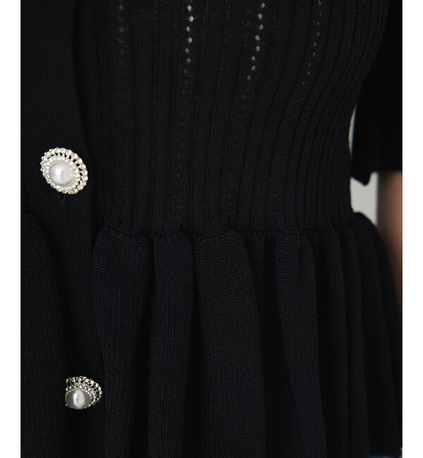 SELFIST「ビジューボタン付きペプラムニットカーデ」|カーディガン|