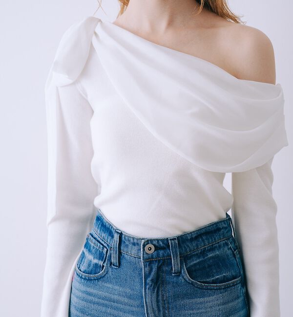 SELFIST「2wayワンショルダーリボン付ニット」|ニット・セーター|