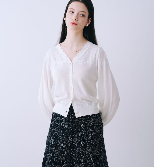 SELFIST「レースショルダーニットカーディガン」|カーディガン|