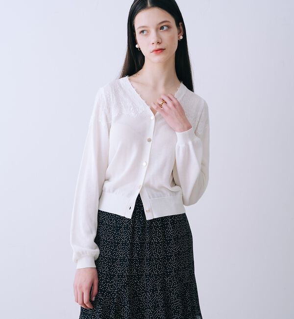 SELFIST「レースショルダーニットカーディガン」|カーディガン|