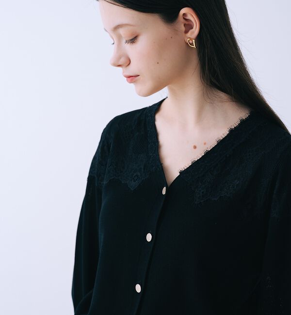 SELFIST「レースショルダーニットカーディガン」|カーディガン|