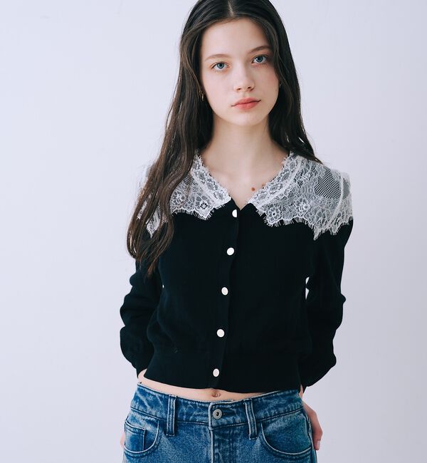 SELFIST「レースショルダーニットカーディガン」|カーディガン|