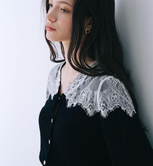 SELFIST「レースショルダーニットカーディガン」|カーディガン|