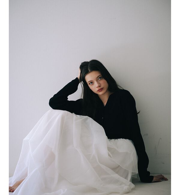 SELFIST「【kariさんコラボ】カーディガン&times;ニットドッキングチュールワンピースセット」|ワンピース|