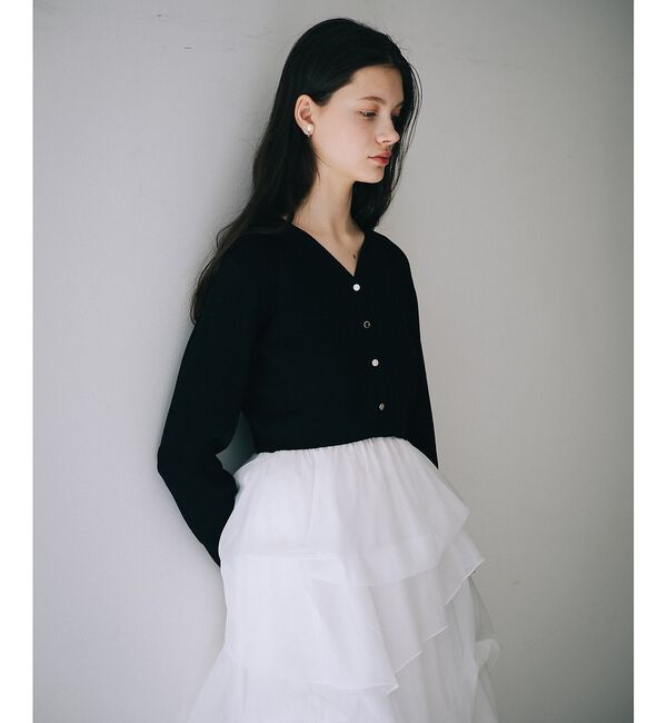 SELFIST「【kariさんコラボ】カーディガン&times;ニットドッキングチュールワンピースセット」|ワンピース|