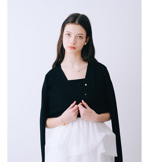 SELFIST「【kariさんコラボ】カーディガン&times;ニットドッキングチュールワンピースセット」|ワンピース|