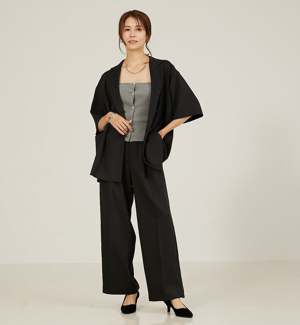 abahouse mavie「【大人気半袖ジャケットにセットアップ対応！】リネンライクタックワイドパンツ/WE」|その他|