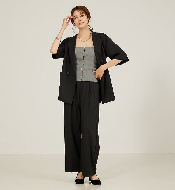 abahouse mavie「【大人気半袖ジャケットにセットアップ対応！】リネンライクタックワイドパンツ/WE」|その他|