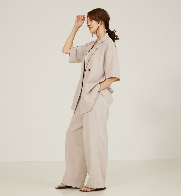 abahouse mavie「【大人気半袖ジャケットにセットアップ対応！】リネンライクタックワイドパンツ/WE」|その他|