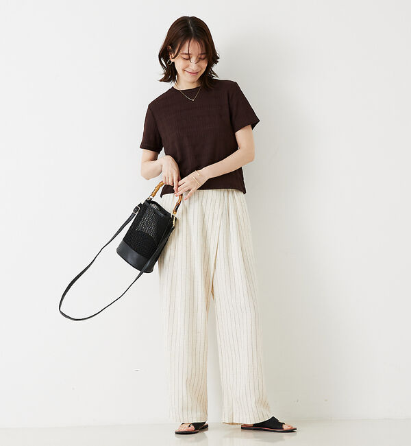 abahouse mavie「シャーリングボーダーTシャツ」|Tシャツ・カットソー|