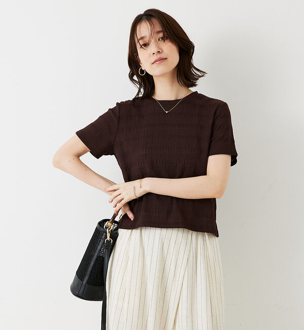 abahouse mavie「シャーリングボーダーTシャツ」|Tシャツ・カットソー|