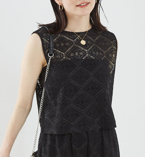 abahouse mavie「レース2WAYジレブラウス」|シャツ・ブラウス|ブラック