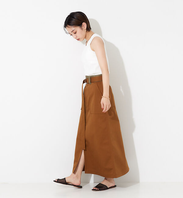 NOMINE「【Dickiesコラボ 別注】ウエスト配色 ベルトチノロングスカート」|スカート|