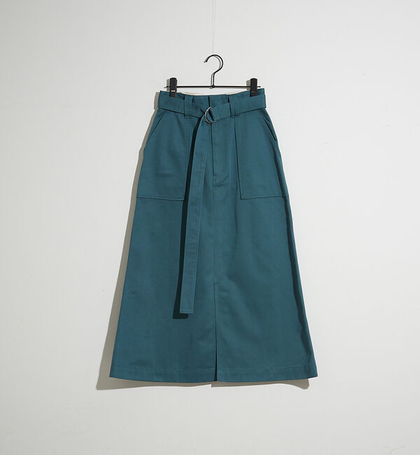 NOMINE「【Dickiesコラボ 別注】ウエスト配色 ベルトチノロングスカート」|スカート|グリーン