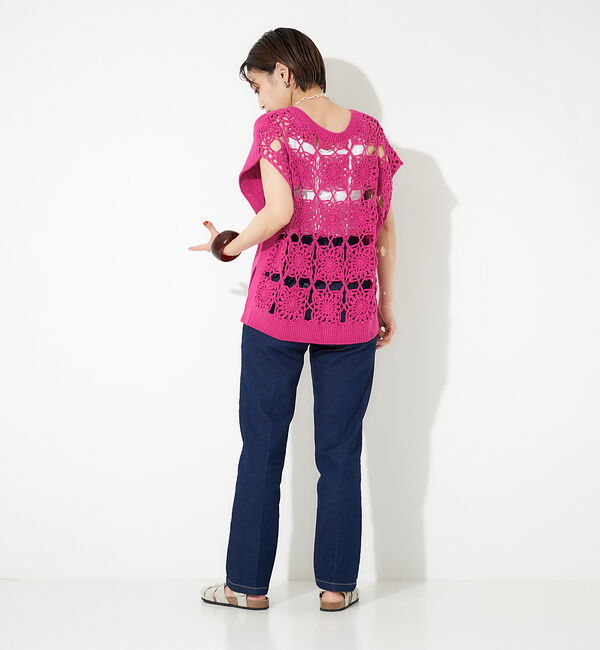 NOMINE「かぎ針カノコ3WAYベストプルーバーカーディガン」|ニット・セーター|