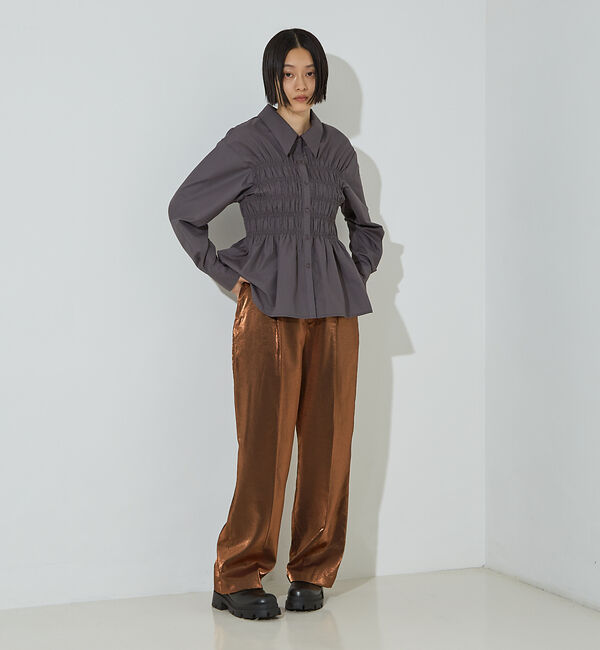 NOMINE「ビスチェ風 シャーリング シャツ」|シャツ・ブラウス|